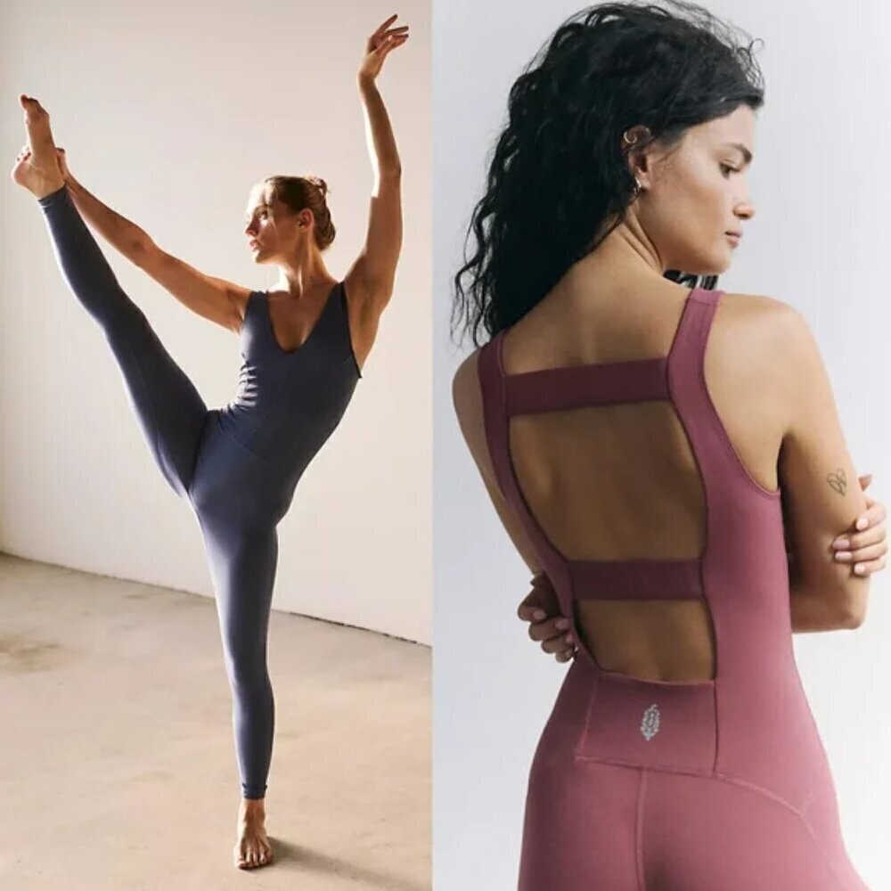New Free People Movement Never Better One-Piece Berry Magenta Dance Suit Runsie - Picture 5 of 10